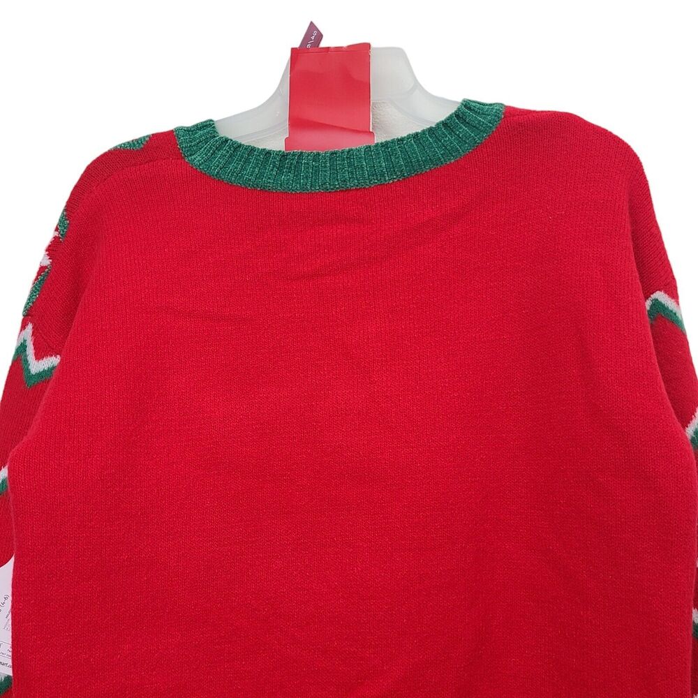 Holiday Time Womens Sz Small Holiday Christmas Knit Ugly Sweater Red w Headband - Picture 10 of 12